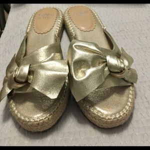 New Crown and Ivy gold slip on sandals